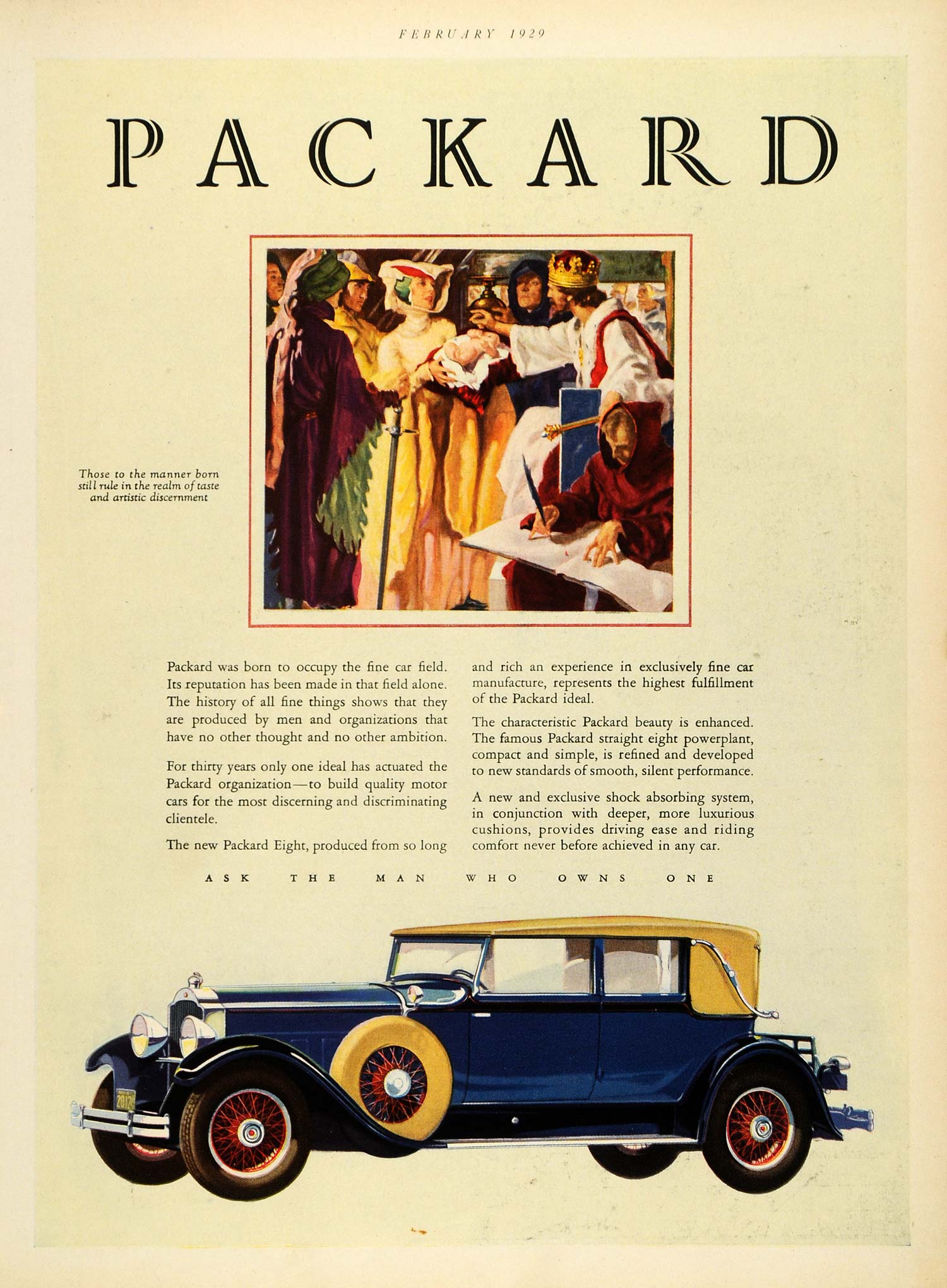 1929 Ad Packard Eight Medieval Vehicle Automobile Car Fashion King Royalty HB2