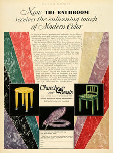 1929 Ad Church Manufacturing Toilet Seat Bathroom Chair Holyoke HB2
