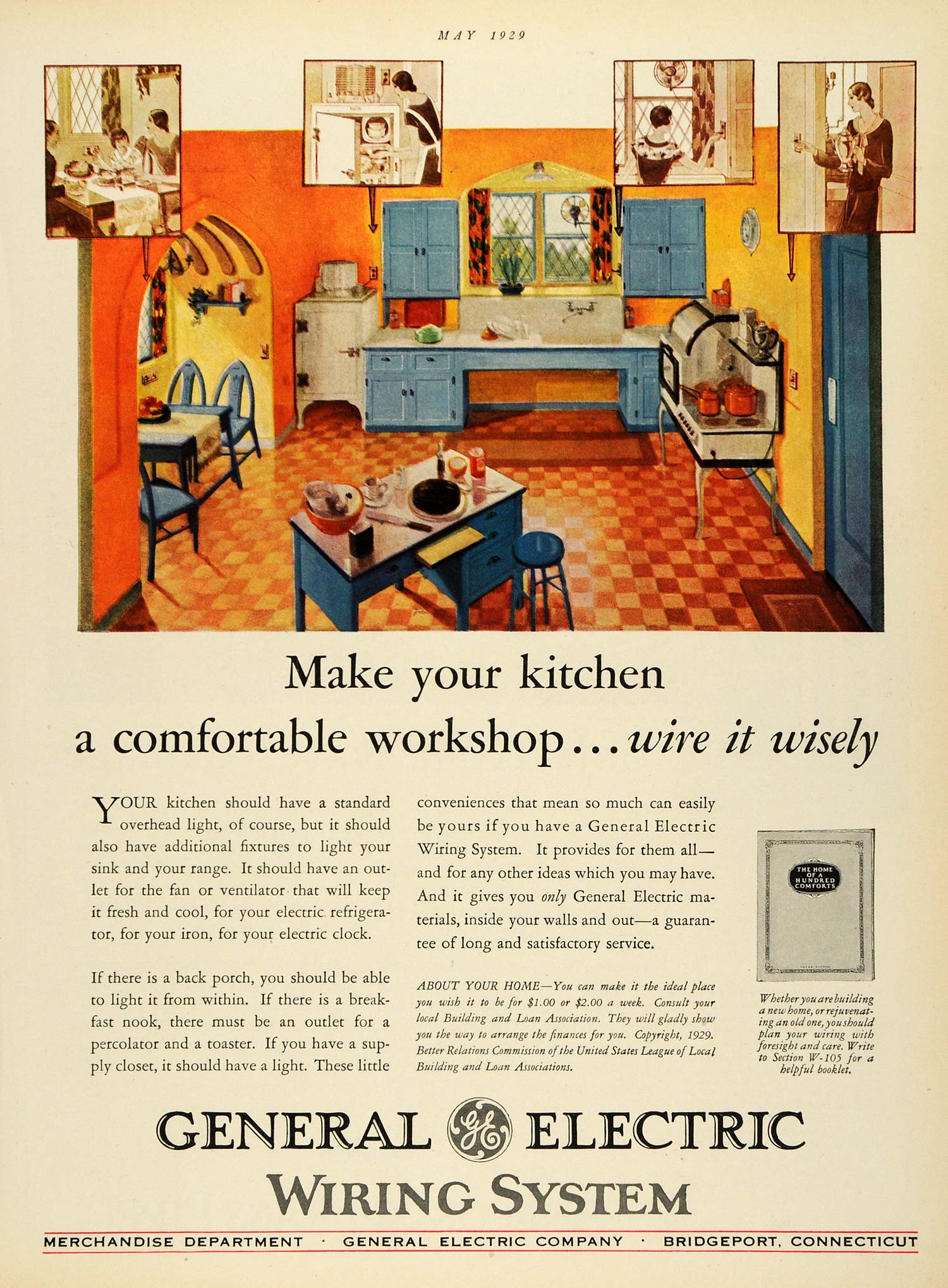 1929 Ad General Electric Kitchen Bridgeport Connecticut Household Range HB2