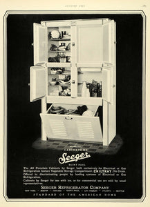 1927 Ad Seeger Refrigerator Chiltray Storage Appliance Kitchen Household HB2 - Period Paper
