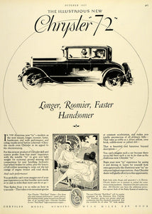 1927 Ad Chrysler 72 Automobile Car Vehicle Dahlberg Motor Detroit Michigan HB2