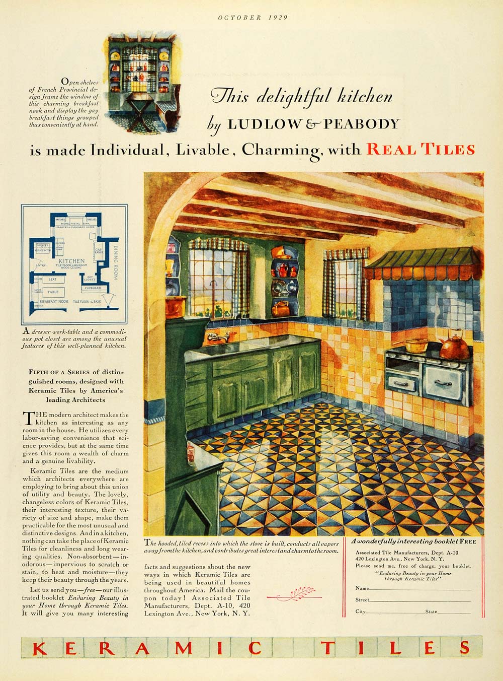 1929 Ad Keramic Tile Ludlow Peabody Manufacturers Home Decor Improvement HB2