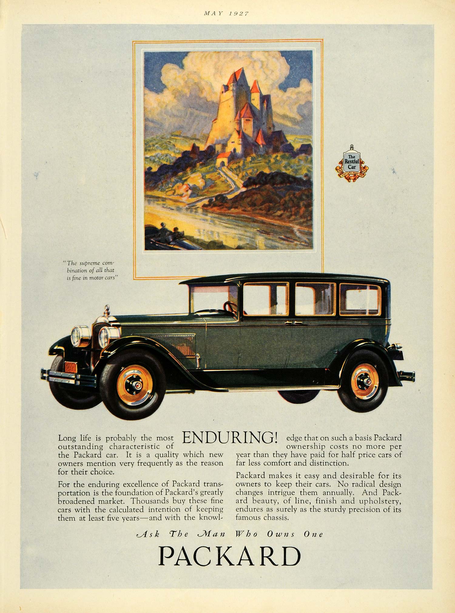 1927 Ad Packard Automobile Vehicle Car Motor Castle Transportation Engine HB3