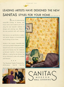 1930 Ad Standard Textile Products Sanitas Wall Coverings Wallpaper Home HB3