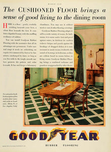 1930 Ad Good Year Rubber Flooring Interior Home Decoration Dining Room Table HB3