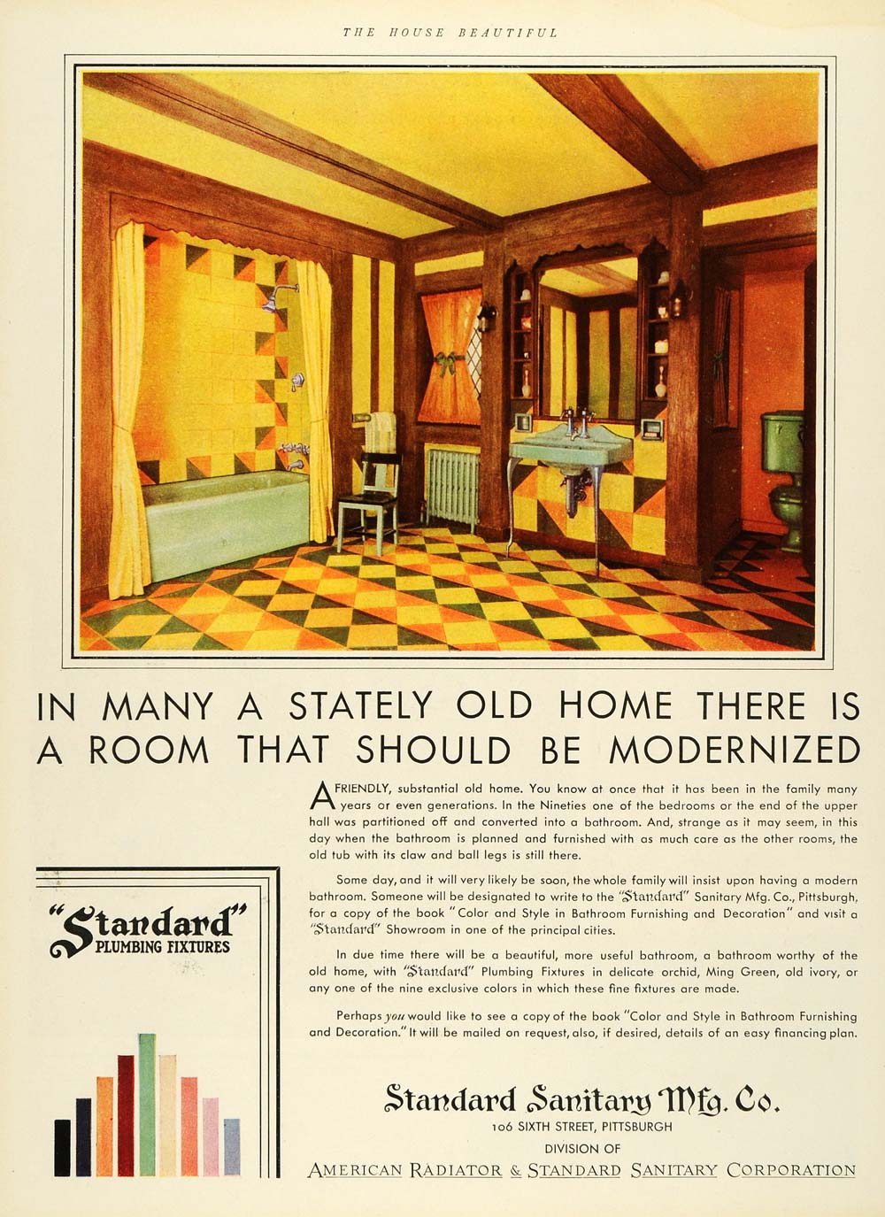 1930 Ad Standard Sanitary Manufacturing Bathroom Plumbing Fixtures Fur