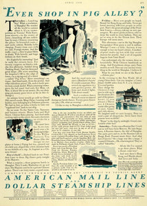 1930 Ad American Mail Line Dollar Steamship Line Travel Ship Transport Pig HB3
