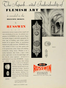 1930 Ad Russwin Distinctive Hardware Door Knob Handle Hague Clodian Louis HB3
