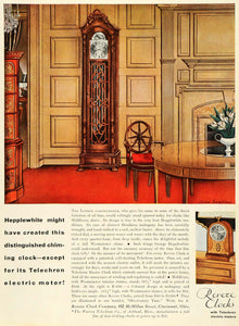 1930 Ad Revere Telechron Floor Clock Grandfather Timepiece Antique Dining HB3