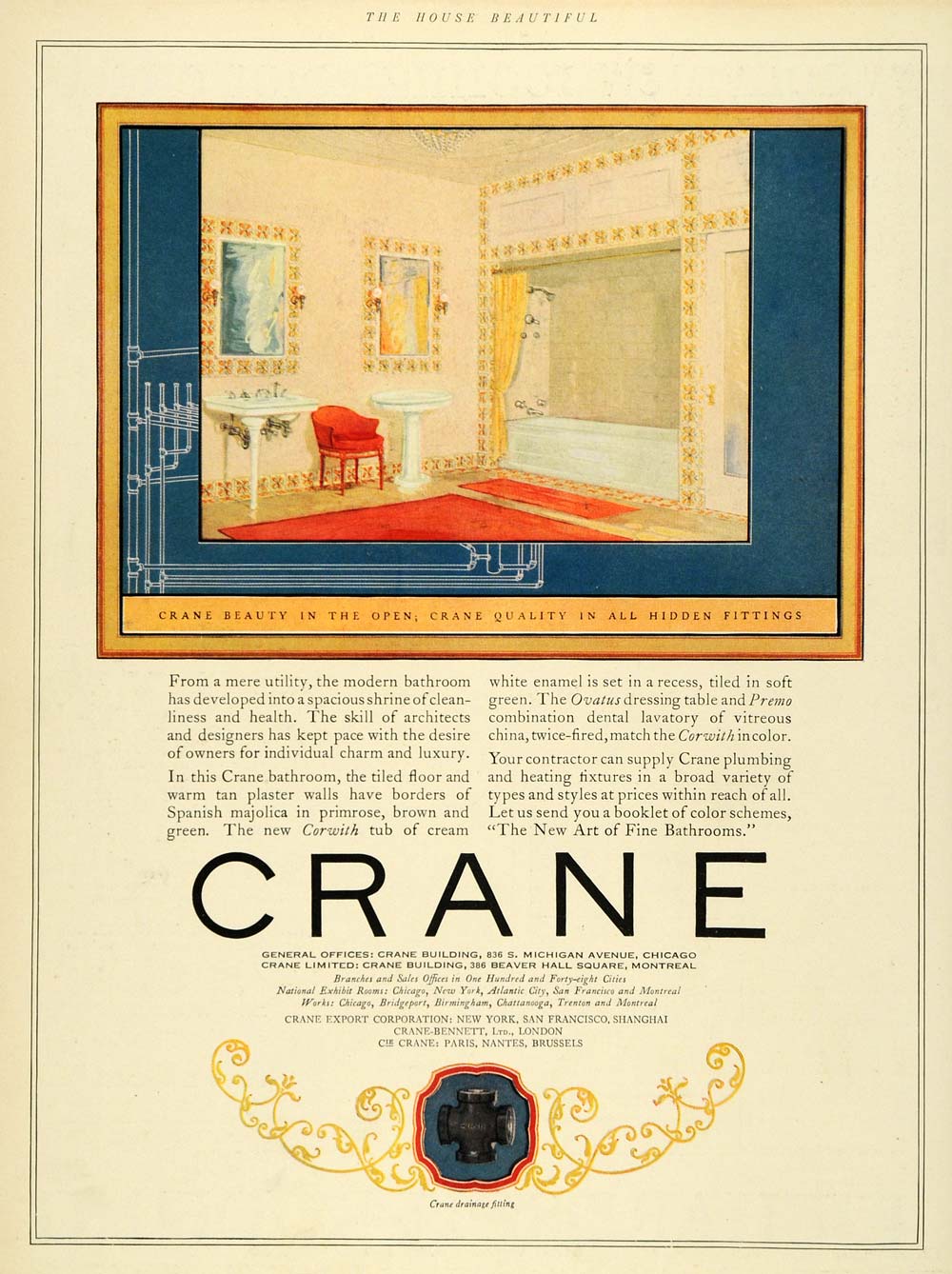 1925 Ad Home Decoration Bathtub Bathroom Fittings Vitreous China Material HB3