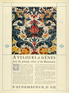 1925 Ad Renaissance Velvets Velours de Genes Design Drapery Decor F HB3