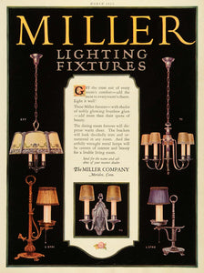 1925 Ad Ceiling Lamps No. 544 Miller Co Lighting Fixtures Wrought Metal HB3