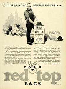 1925 Ad Plaster Red Top Bag UGS United States Gypsum Construction Material HB3