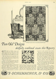 1925 Ad XIV Century Design Tapestry Upholstery Chair F-Schumacher Gothic HB3 - Period Paper
