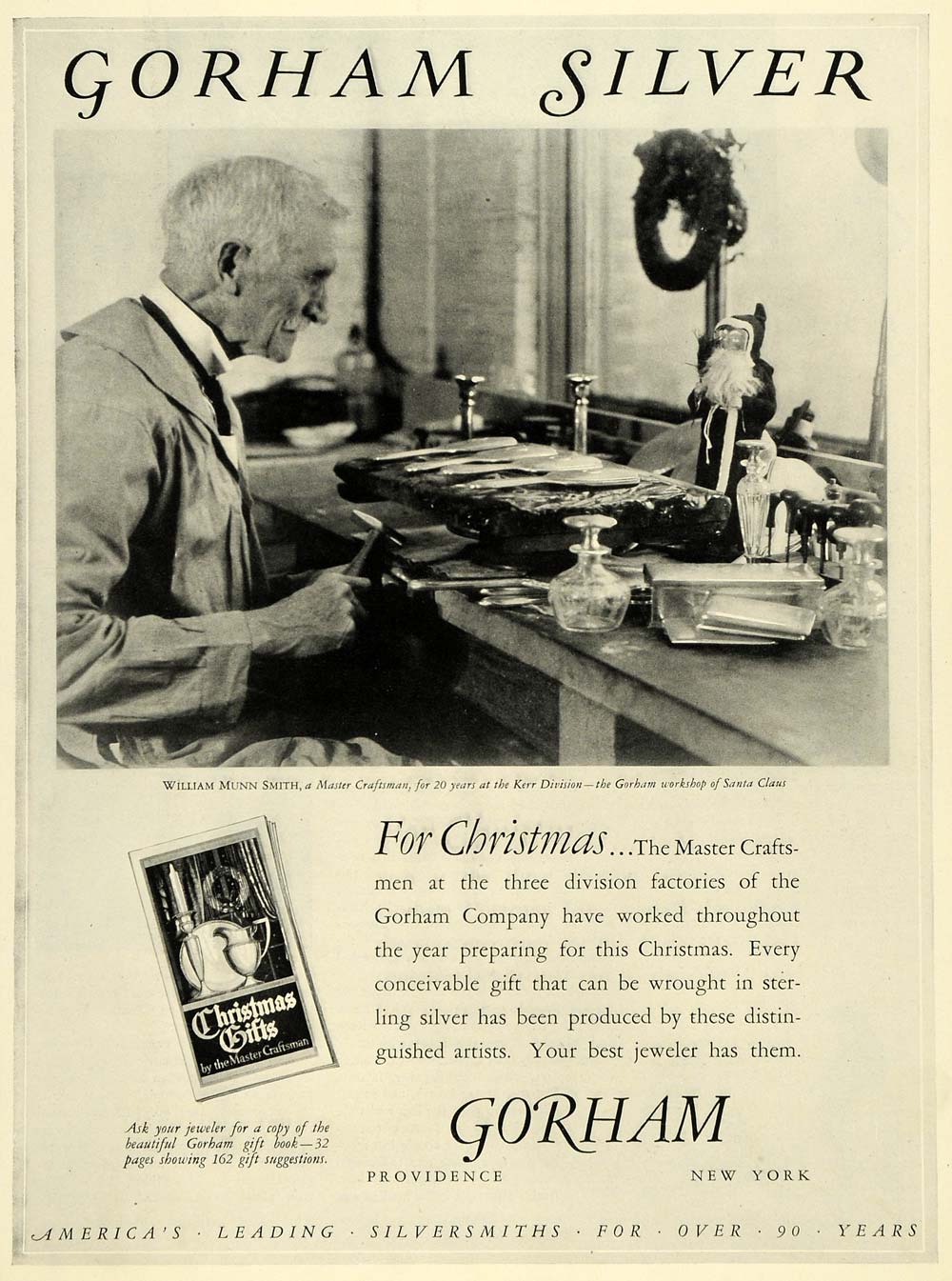 1925 Ad Santa Claus Decoration Christmas William Munn Smith Gorham HB3