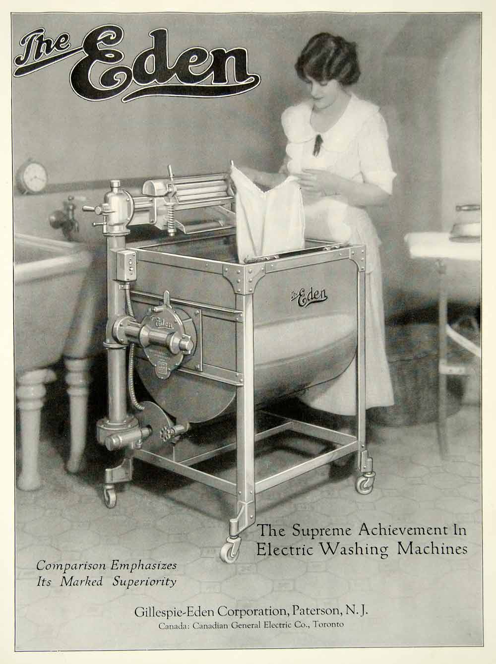1922 Ad Eden Gillespie-Eden Washing Machine Canadian General Electric HB4