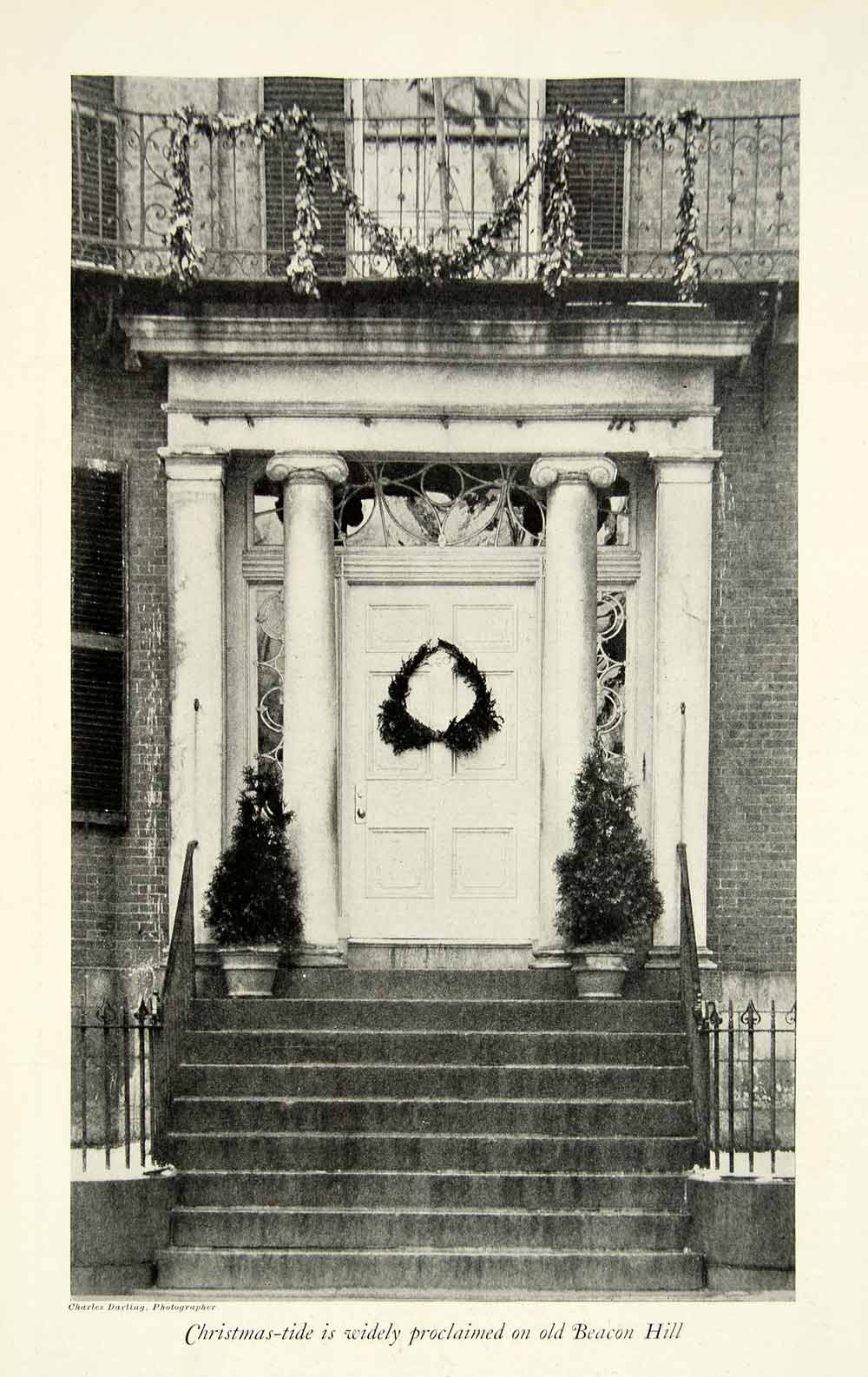 1922 Print Women's City Club 40 Beacon Street Boston Christmas Wreath HB4