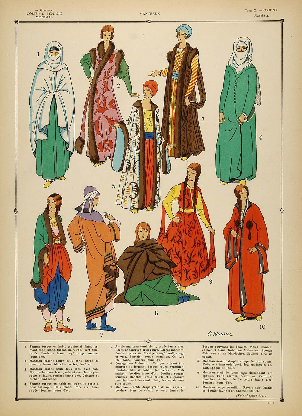 1922 Pochoir Middle East Women Costume Turkey Haik - ORIGINAL HCF1
