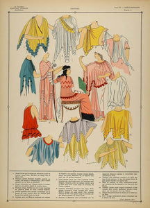 1922 Pochoir Greco Roman Women Costume Blouse Tunic - ORIGINAL HCF1