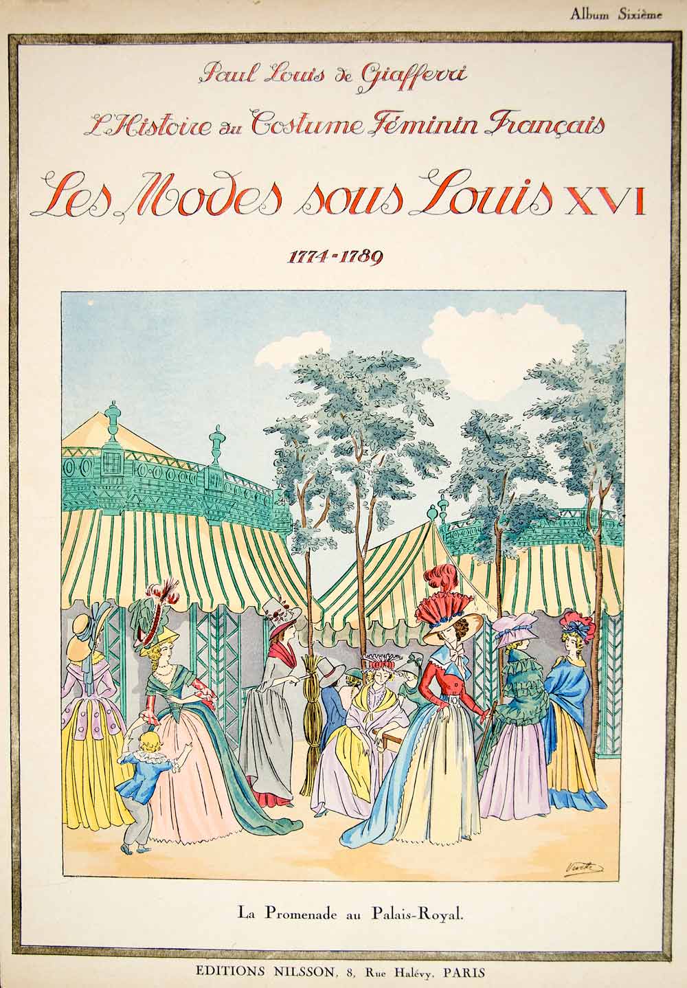 1922 Pochoir Print Costume King Louis XVI French Court Ladies Dress Fashion HCF2