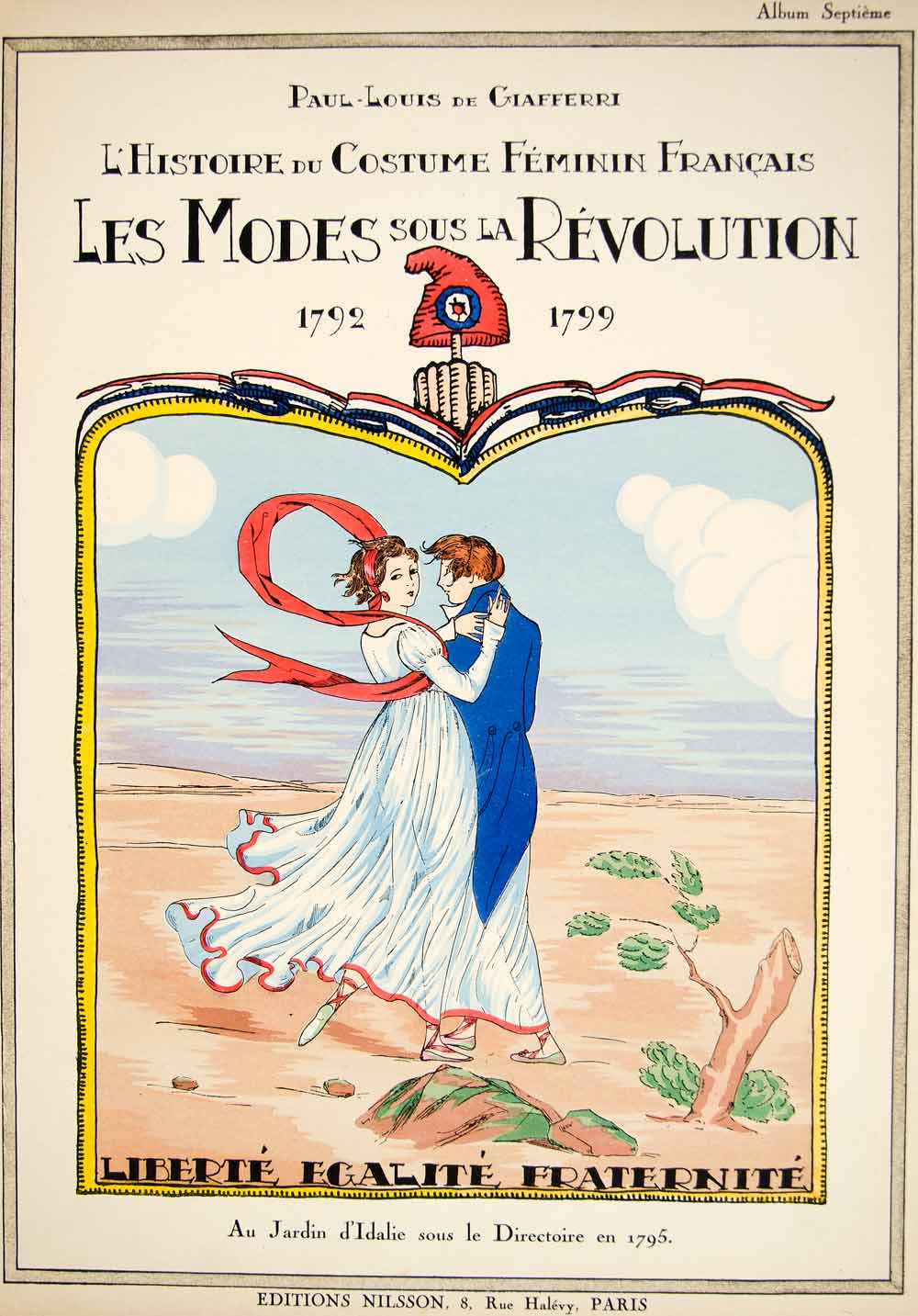 1922 Pochoir Print French Costume Fashion Dress Revolution Phrygian Cap Hat HCF2