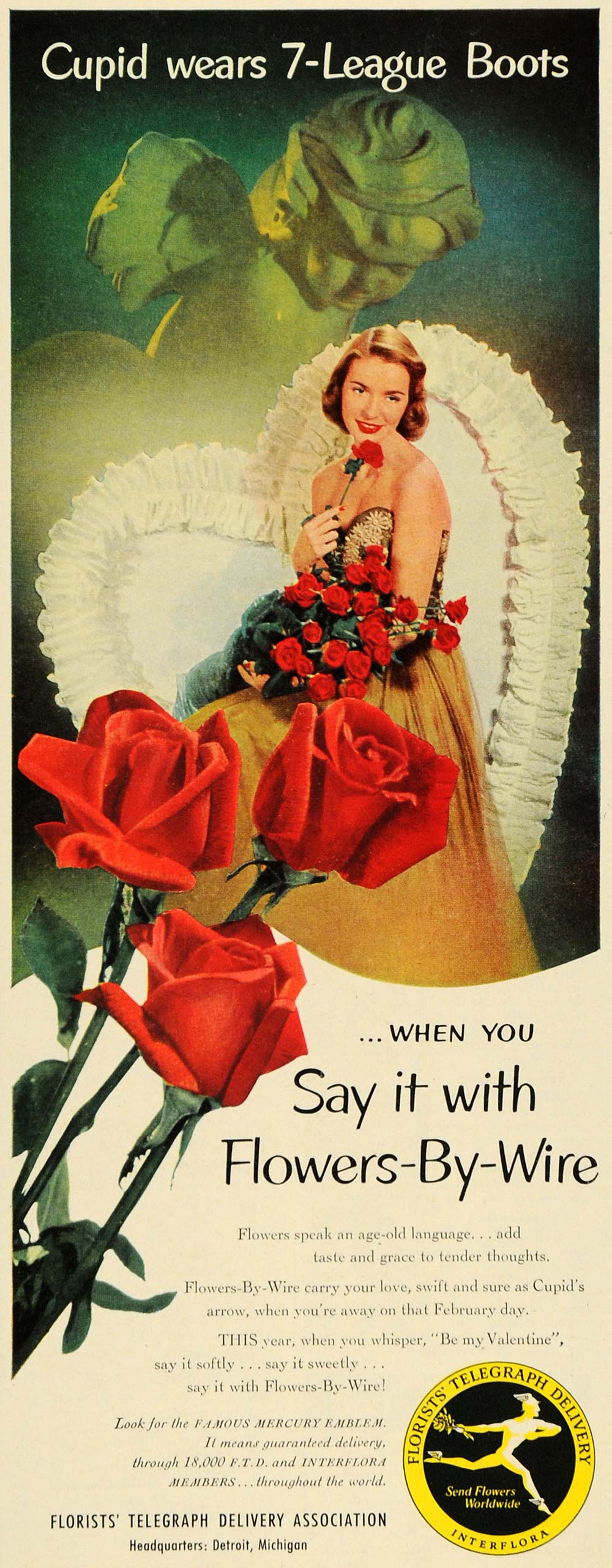 1952 Ad Florist Telegraph Delivery Association Red Rose - ORIGINAL HDL1