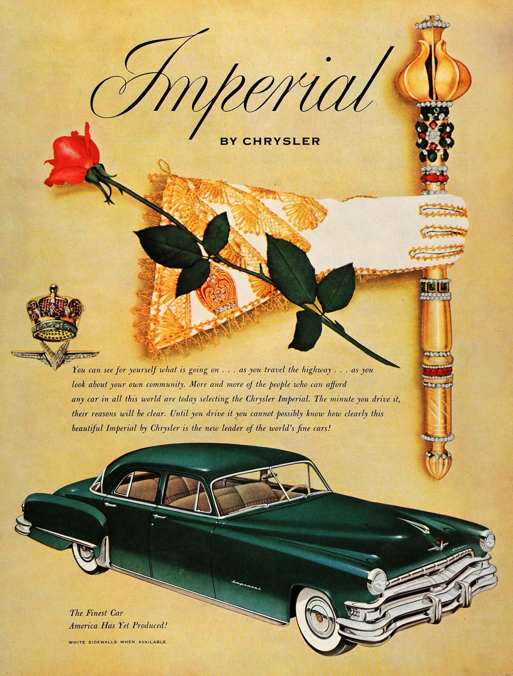 1952 Ad Green Imperial Chrysler Automobile Rose Wand - ORIGINAL ADVERTISING HDL1