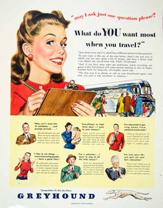 1948 Ad Greyhound Busses Travel Comfort Transportation Dog Men Women HDL2