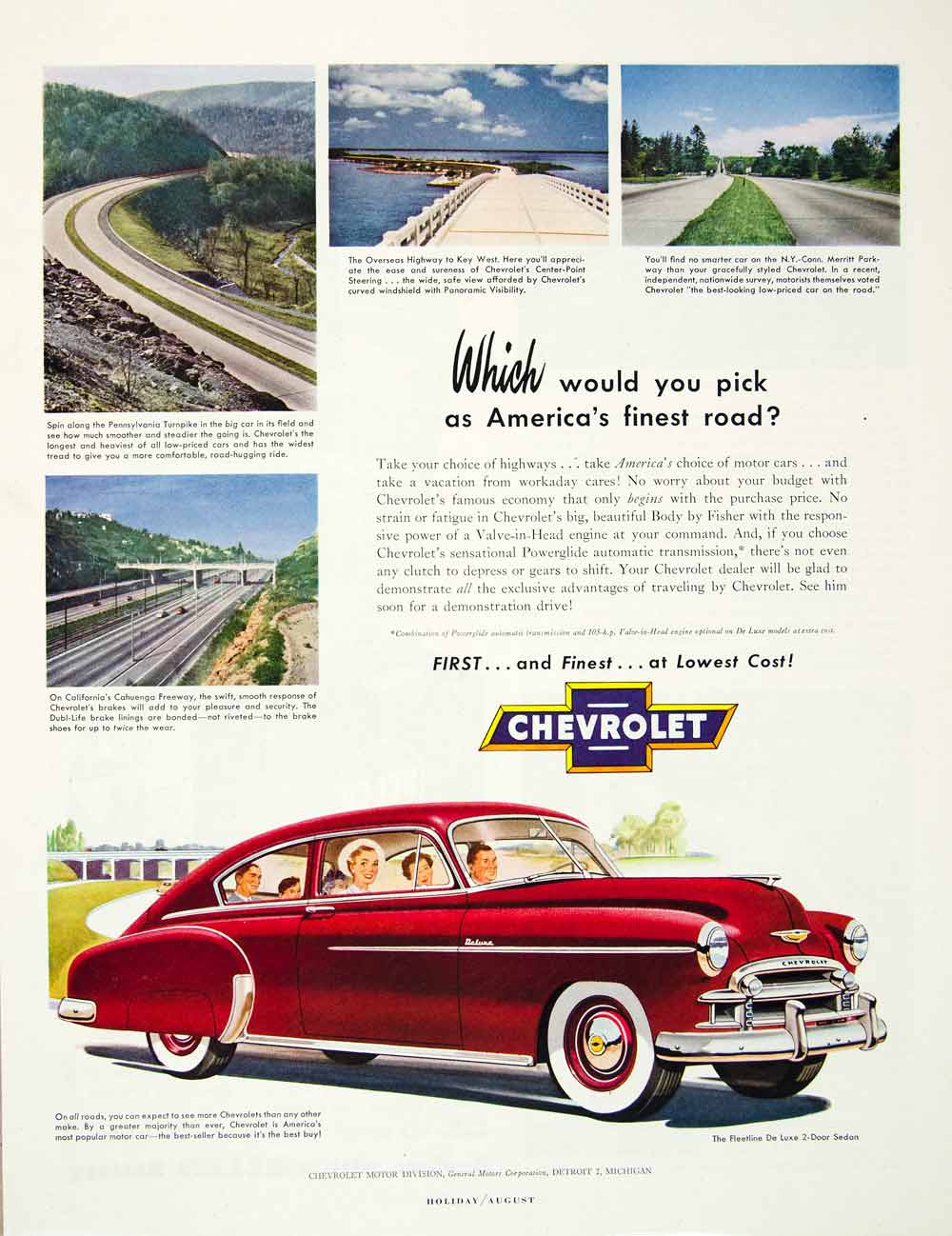 1950 Ad Chevrolet American General Motors Detroit Scenery Landscape Road HDL2