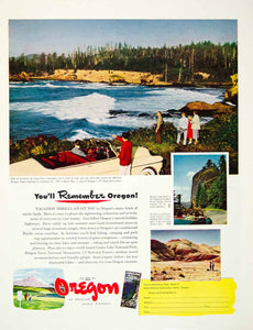 1951 Ad Oregon State Shore Coast Car Travel Vacation Scenic Boiler Bay HDL2