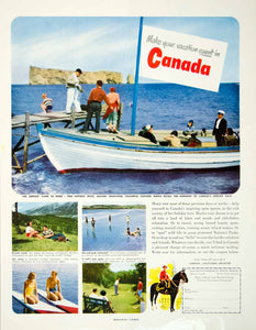1951 Ad Vacation Canada Boat Sail Landscape Scenery Surf Golf Mountie HDL2