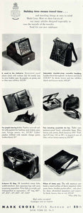 1948 Ad Mark Cross Travel Accessories Clock Handbag Wallet Kit Pillow New HDL2