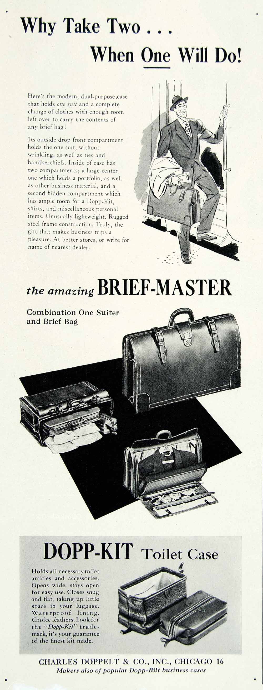 1948 Ad Briefcase Master Kit Toilet Case Charles Doppelt Chicago Travel HDL2