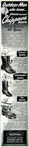 1948 Ad Chippewa Falls Boots Shoes Wisconsin Engineer Ski Utility Indian HDL2