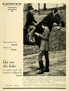 1932 Ad B Altman & Co Department Store Women's Breeches Jodhpurs Horseback HF1