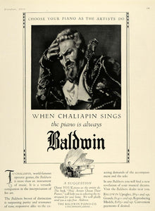 1925 Ad Chaliapin Piano Baldwin Opera Instrument Grand - ORIGINAL HG1