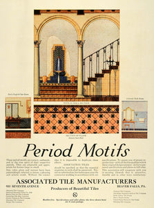1925 Ad Tile Manufacture Period Motif Home Decor Tiling - ORIGINAL HG1