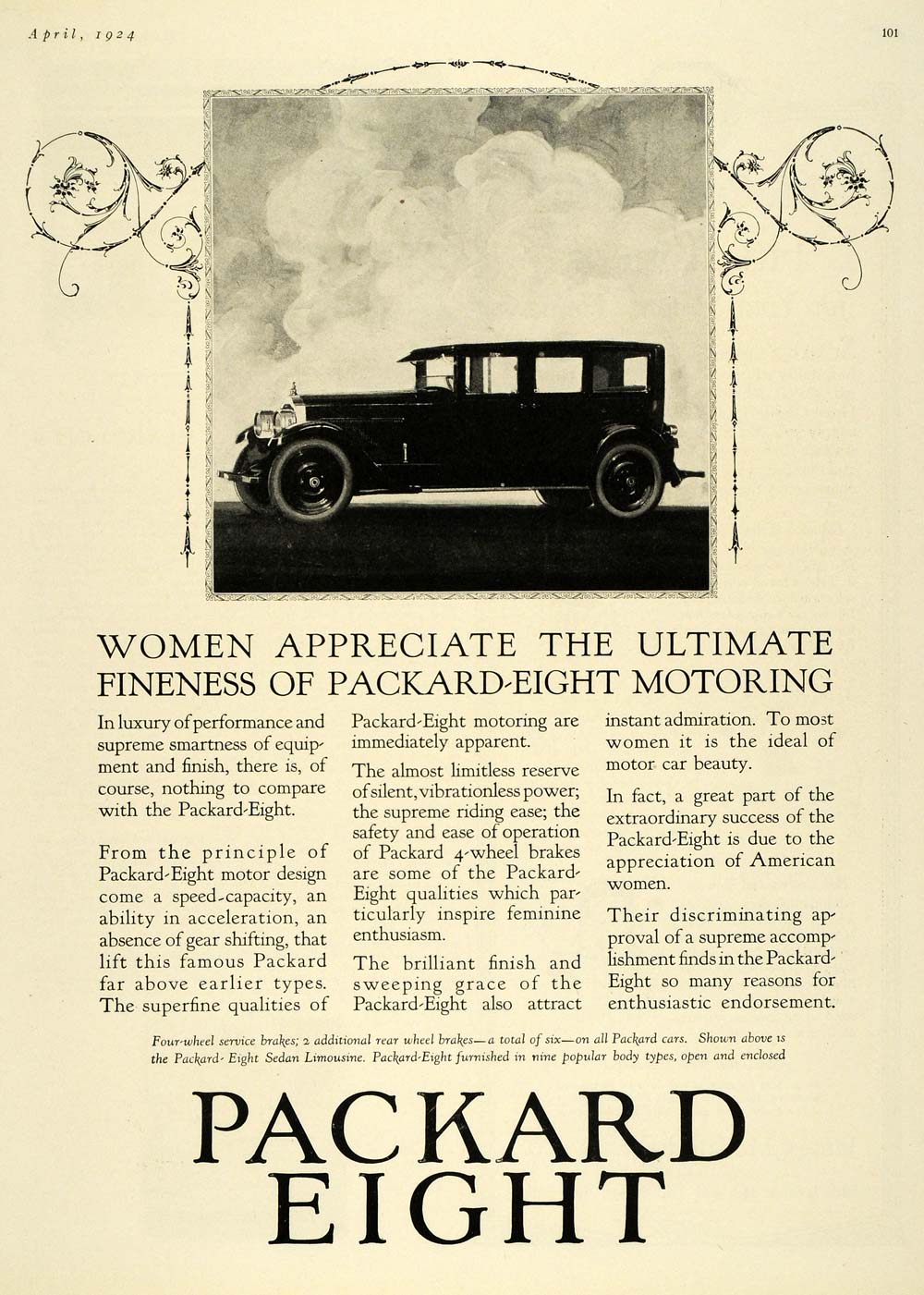 1924 Ad Packard Motor Cars Eight Sedan Limousine Ladies - ORIGINAL HG1