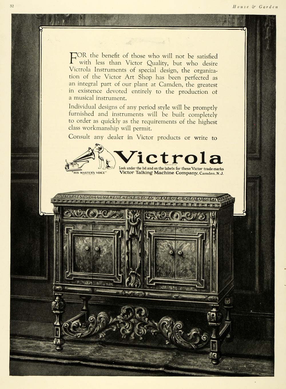 1924 Ad Victor Phonographs Victrola Music Player Nipper - ORIGINAL HG1