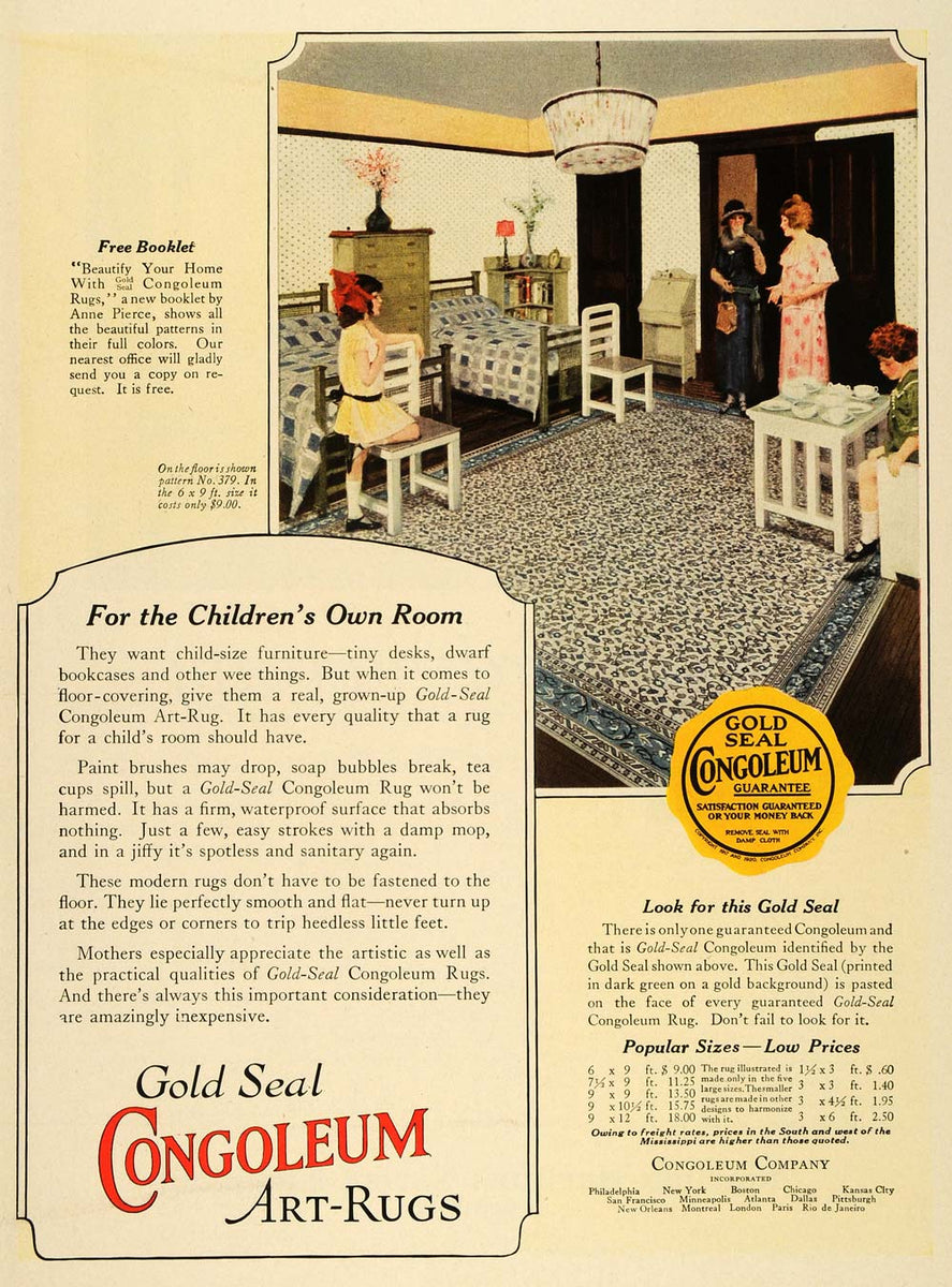 1924 Ad Congoleum Gold Seal Art Rug Home Decor Flooring - ORIGINAL HG1 ...