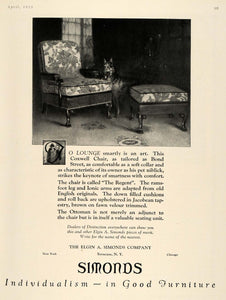 1925 Ad Elgin A Simonds Arm Chair Regent Home Furniture - ORIGINAL HG1