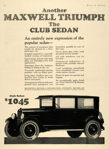 1923 Ad Maxwell Motor Detroit Club Sedan Michigan Car - ORIGINAL ADVERTISING HG1