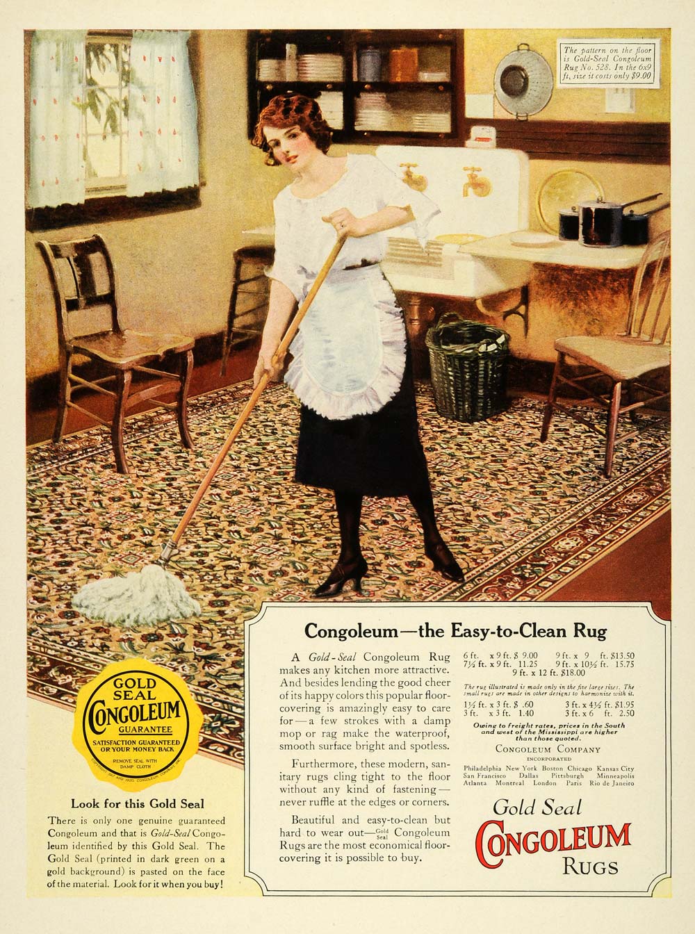1923 Ad Congoleum Rugs Housewife Carpet Home Decoration - ORIGINAL HG1