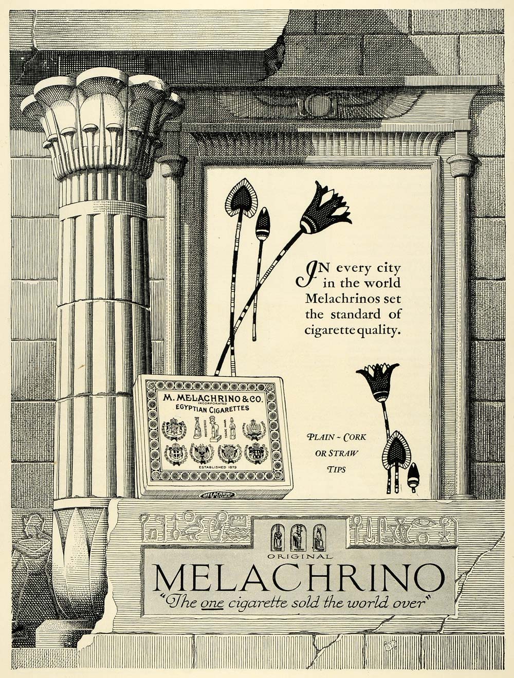 1924 Ad Melachrino Cigarette Egyptian Tobacco Smoking - ORIGINAL ADVERTISING HG1