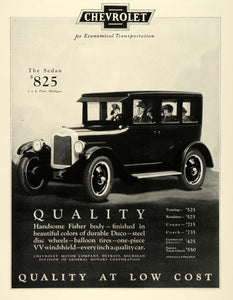 1925 Ad Sedan Transport Fisher Auto Coupe Chevrolet - ORIGINAL ADVERTISING HG1