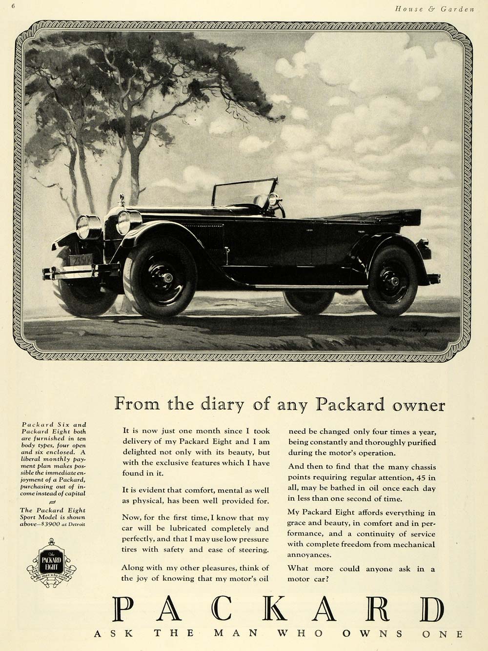 1925 Ad Packard Eight Model Automobile Car Vehicle - ORIGINAL ADVERTISING HG1