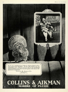 1925 Ad Collins Aikman Plush Car Upholstery Fabric Son - ORIGINAL HG1