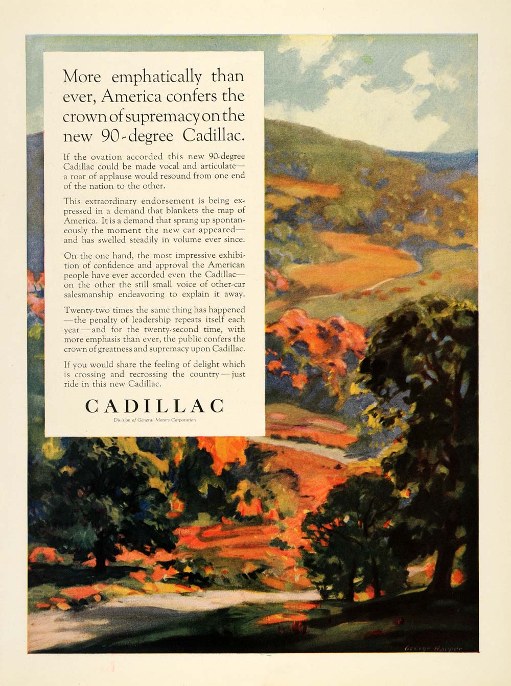 1925 Ad Cadillac General Motors Landscape Vehicle 90 - ORIGINAL ADVERTISING HG1