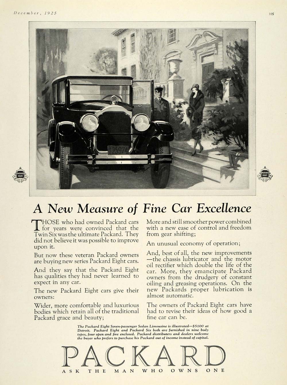 1925 Ad Packard Cars Twin Six Automobile Eight Woman - ORIGINAL ADVERTISING HG1