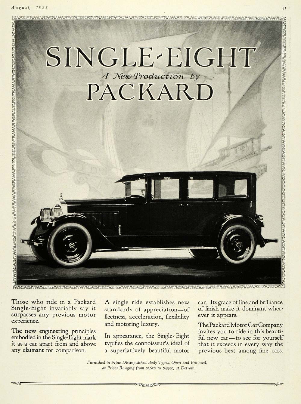 1923 Ad Single-Eight Packard Motor Antique Automobile - ORIGINAL ADVERTISING HG1